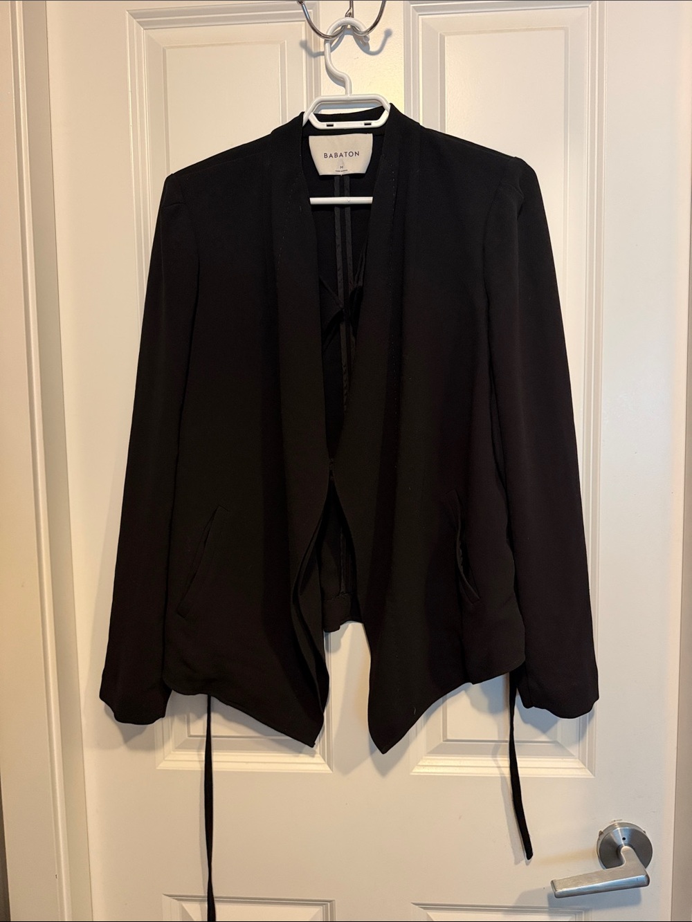 Babaton Black Open-Front Draped Blazer